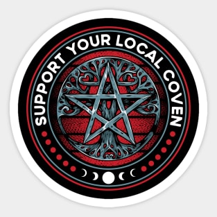 Support Your Local Coven Wiccan Witch Pentagram Sticker